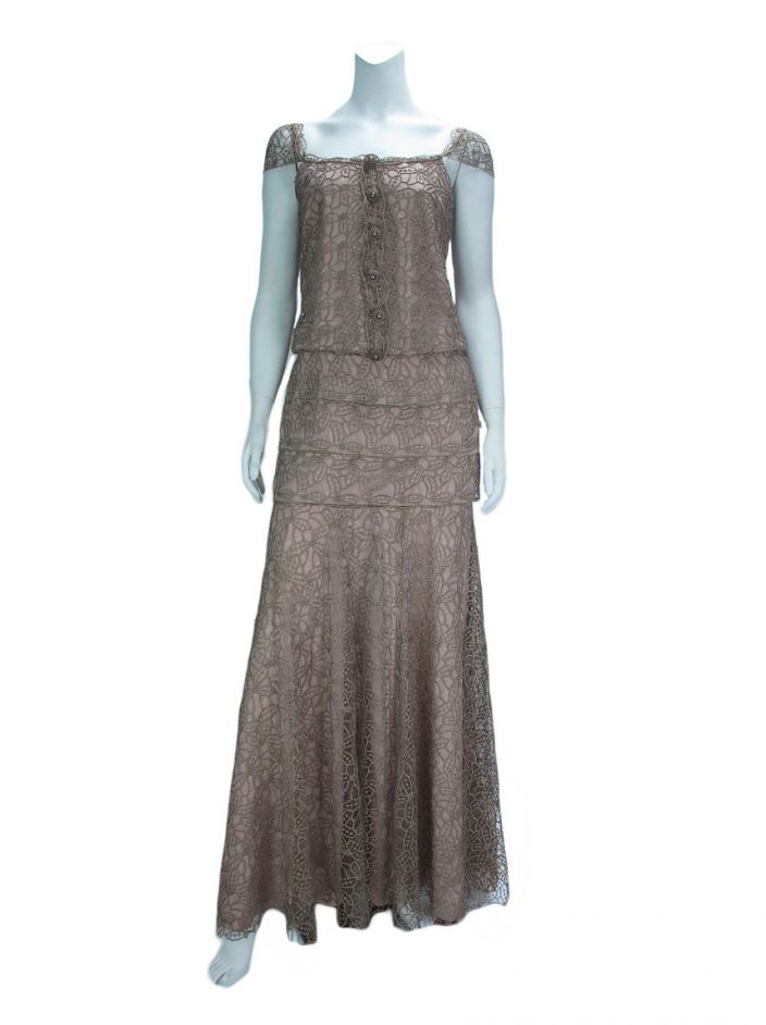 Vestido Longo Candy Brown Rendado Original CR5 Etiqueta Única