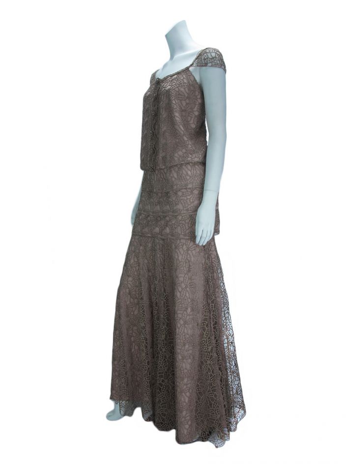 Vestido Longo Candy Brown Rendado Original CR5 Etiqueta Única