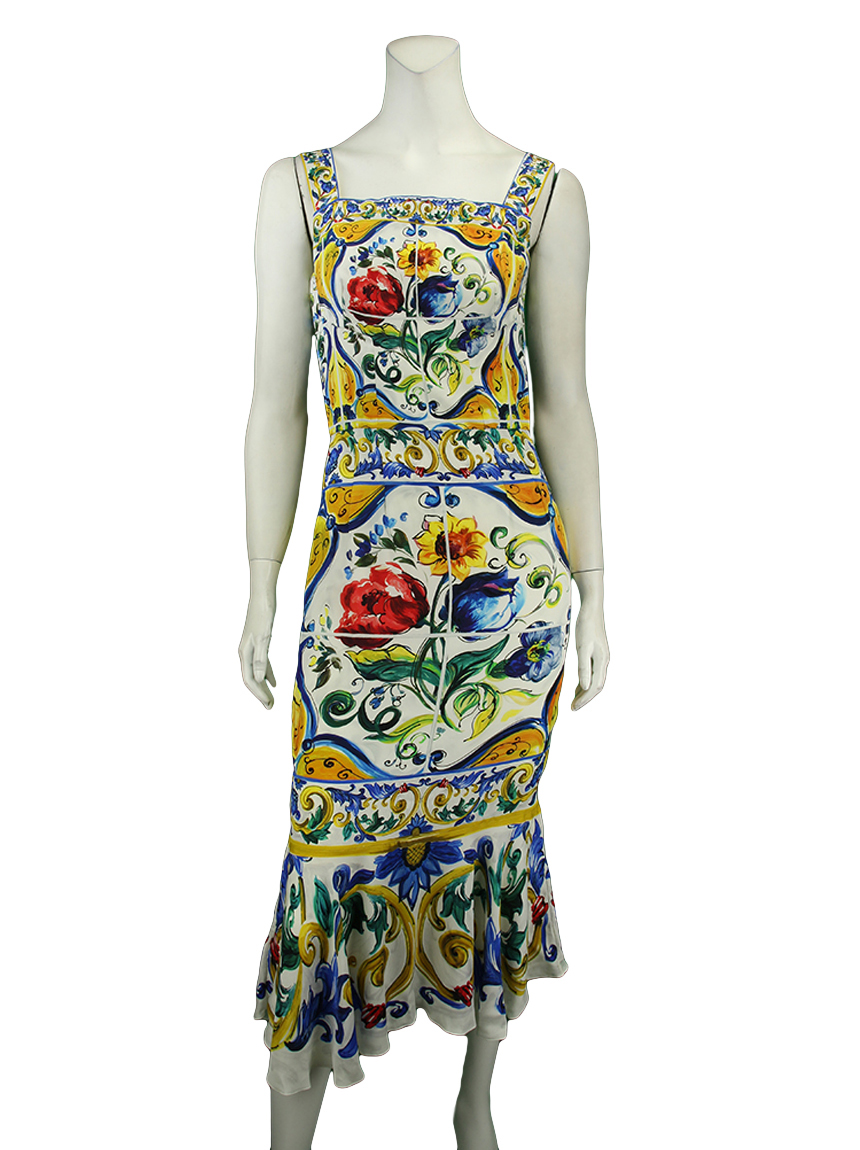 Vestido Dolce Gabbana Midi Estampado Original Bsd Etiqueta Nica